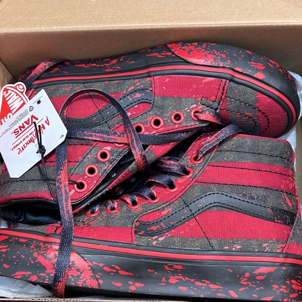 Vans Red and Black High-Top Sneakers